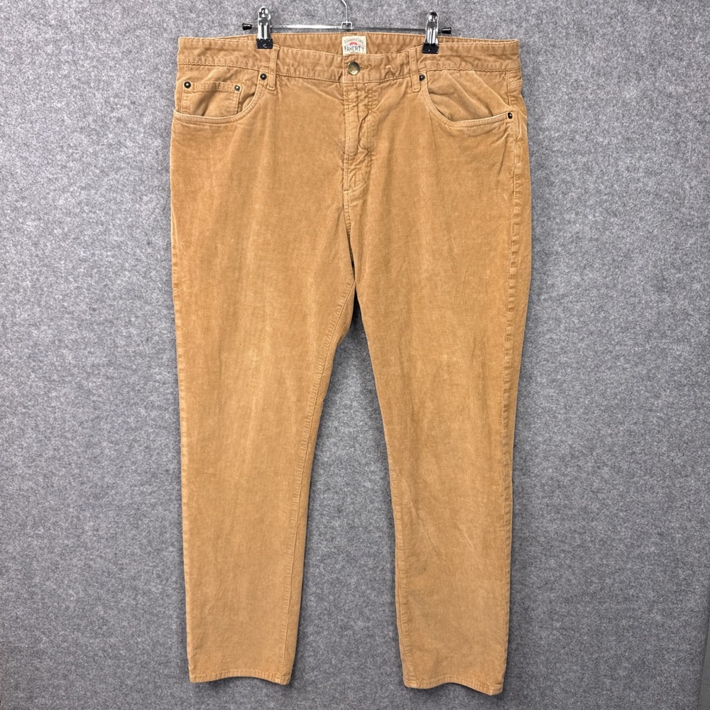 Faherty Mens 36 Corduroy Pants Tan Brown Organic Cotton Stretch Straight Leg